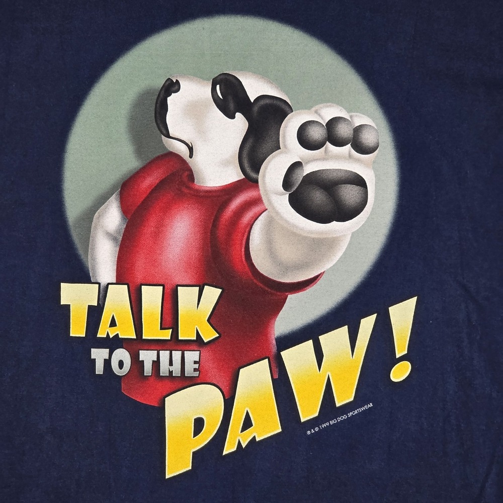 Vintage 1999 Big Dogs Santa Barbara Men L Navy T-Shirt‎ Talk To The Paw Graphic